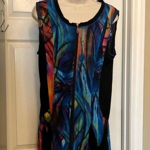 Colorful Abstract Sleeveless Tunic Size XL
